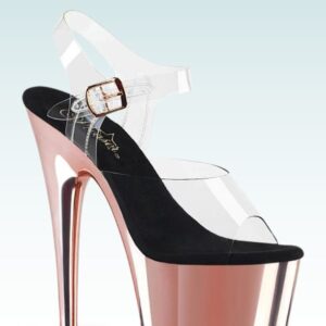 Pleaser Sandaletten ADORE-708 Transparent Roségold Chrom